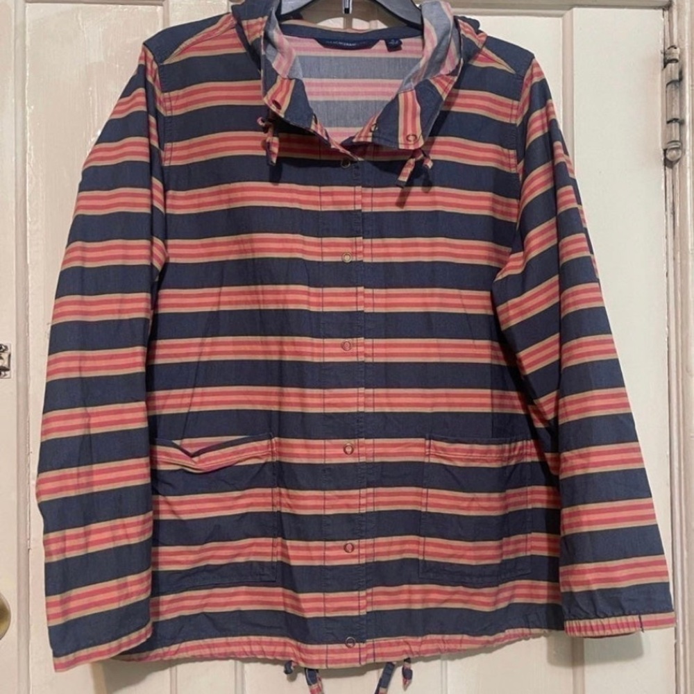 Isaac Mizrahi women’s Blue Stripe Hoodie Jacket‎ Size 1X Lightweight Jacket - Picture 3 of 12